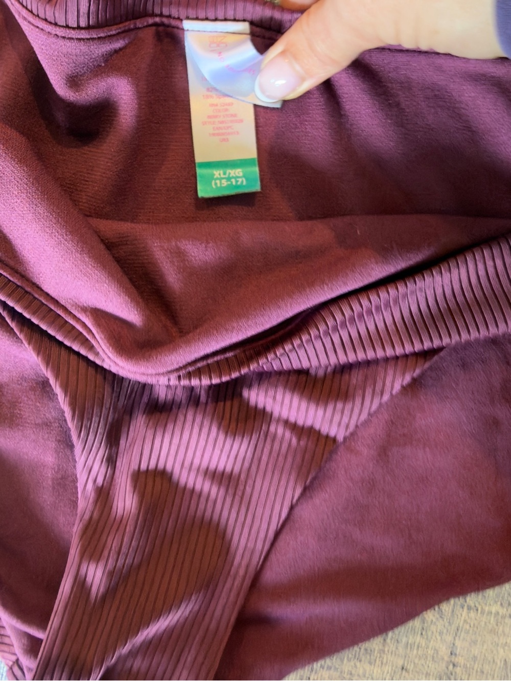 No Boundaries Maroon Ribbed Tie-Front Bikini Set - Picture 4 of 7